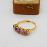 Victorian 18ct Yellow Gold Five Stone Amethyst Band Ring 1870 Birmingham Antique