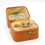 Victorian 18ct Yellow Gold, Sapphire & Diamond Boat Ring Antique 1864 Birmingham