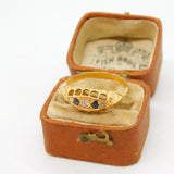 Victorian 18ct Yellow Gold, Sapphire & Diamond Boat Ring Antique 1864 Birmingham