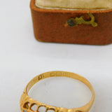Victorian 18ct Yellow Gold, Sapphire & Diamond Boat Ring Antique 1864 Birmingham