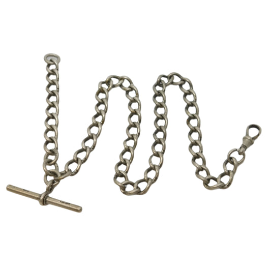 Victorian Sterling Silver Albert Watch Chain Antique 1893 Birmingham