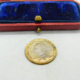 Queen Victoria Silver Gilt & Enamel Golden Jubilee Sixpence Coin 1887 Antique