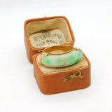 Victorian 14ct Gold Apple Green Jade Curved Dress Ring Antique c1880