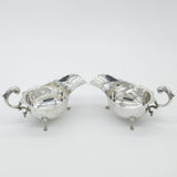 Pair Of Sterling Silver Scrolled Handle Gravy Sauce Boats Antique 1934 Art Deco