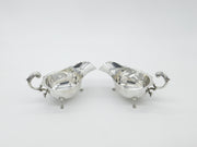 Pair Of Sterling Silver Scrolled Handle Gravy Sauce Boats Antique 1934 Art Deco