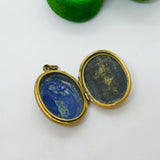 Victorian 9ct Gold Back & Front Enamel 'Mizpah' Sweetheart Locket Antique c1860