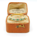 9ct Yellow Gold, Emerald & Diamond Set Half Eternity Band Ring Vintage c1970