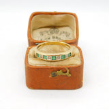 9ct Yellow Gold, Emerald & Diamond Set Half Eternity Band Ring Vintage c1970