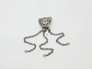 Antique Egyptian Pharaoh Form White Metal Sewing Chatelaine Antique c1920 Deco