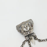 Antique Egyptian Pharaoh Form White Metal Sewing Chatelaine Antique c1920 Deco
