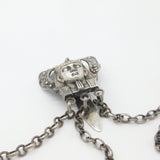Antique Egyptian Pharaoh Form White Metal Sewing Chatelaine Antique c1920 Deco
