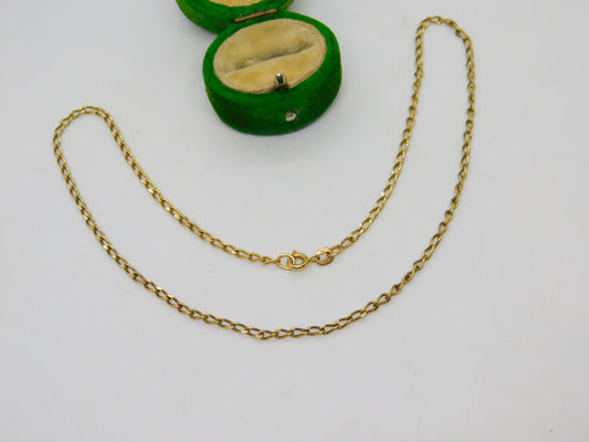 9ct Yellow Gold Essential Cable Link Chain Necklace Vintage c1970 38cm Length