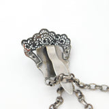 Antique Egyptian Pharaoh Form White Metal Sewing Chatelaine Antique c1920 Deco