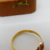 Georgian 18ct Gold Coral Set Inscribed Posy Ring Antique c1780 London