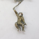 19th Century Sterling Silver Paste Set Novelty Monkey Drop Brooch Antique