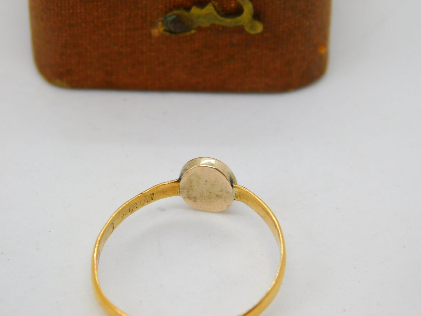 Georgian 18ct Gold Coral Set Inscribed Posy Ring Antique c1780 London