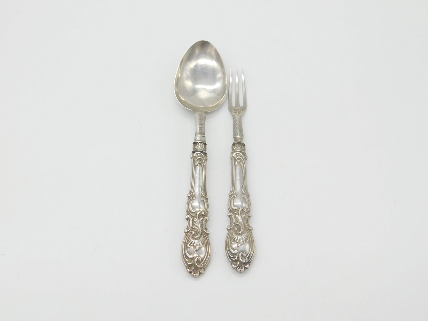 Victorian Sterling Silver Christening Spoon & Fork Antique 1851 Birmingham