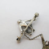 19th Century Sterling Silver Paste Set Novelty Monkey Drop Brooch Antique