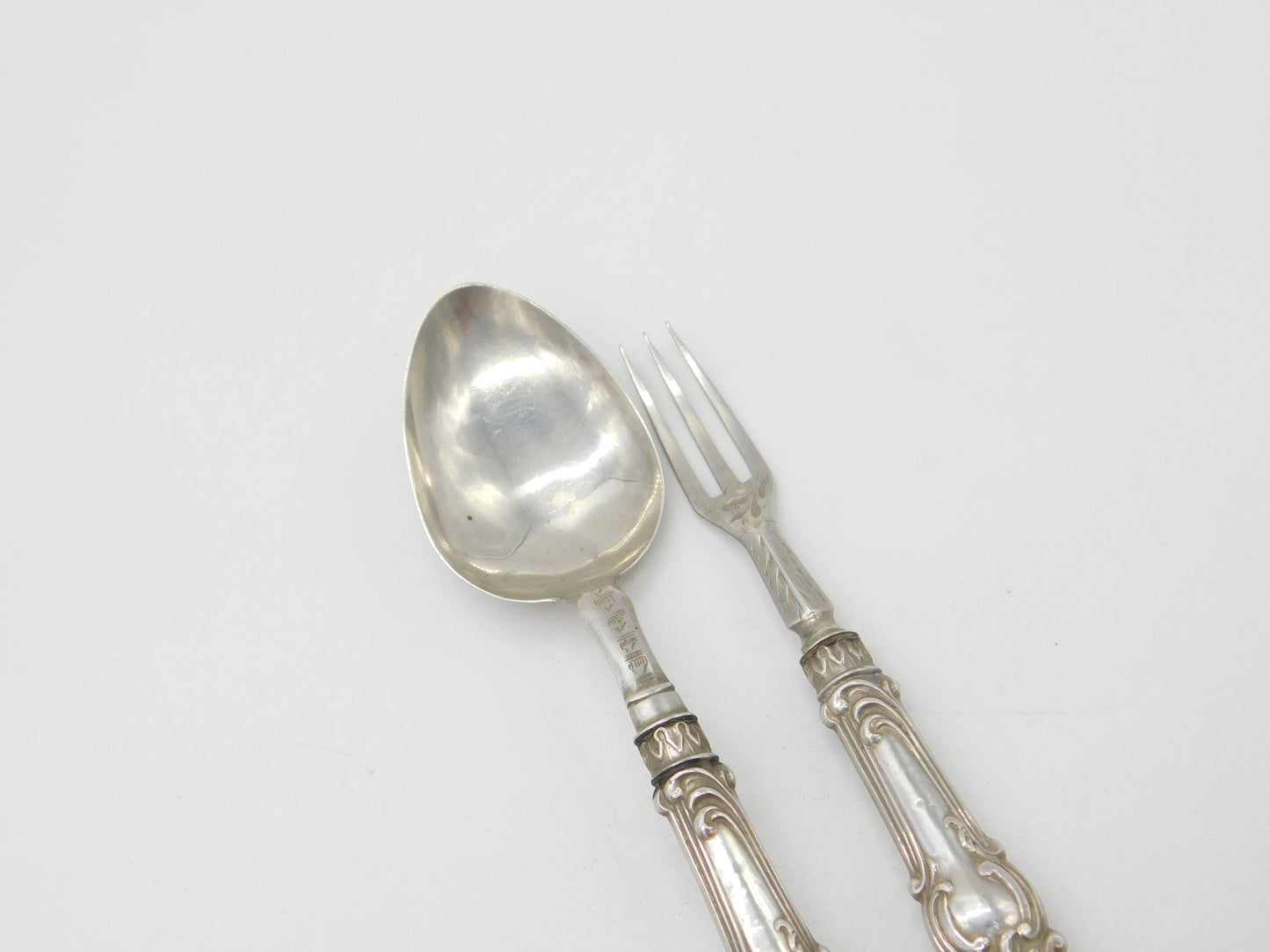 Victorian Sterling Silver Christening Spoon & Fork Antique 1851 Birmingham