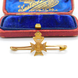 9ct Yellow Gold 2nd Boer War Sweetheart Bar Brooch Antique 1902 Edwardian