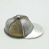 Victorian Sterling Silver Novelty Jockey Cap Pin Cushion Antique c1890