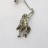 19th Century Sterling Silver Paste Set Novelty Monkey Drop Brooch Antique