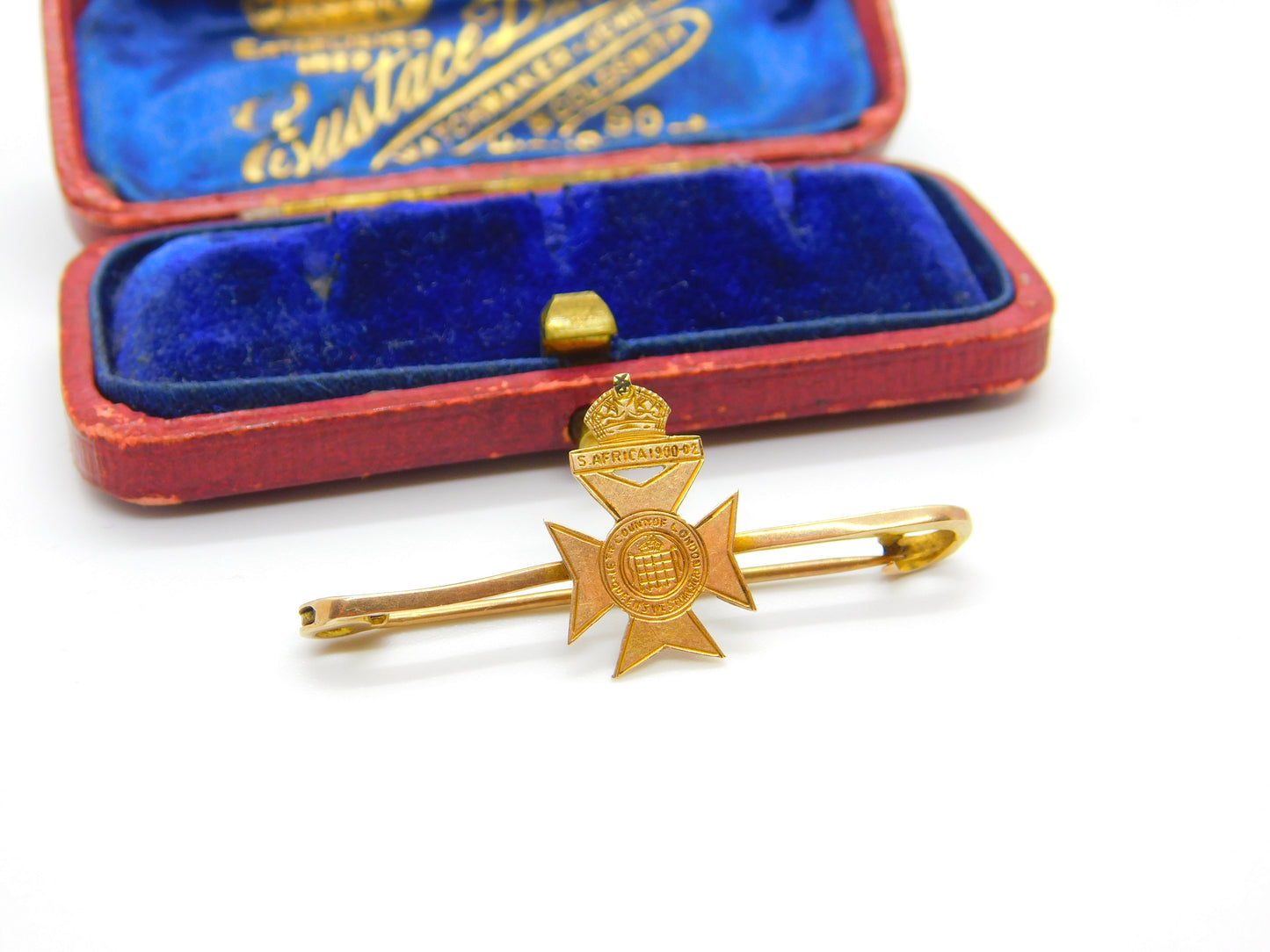 9ct Yellow Gold 2nd Boer War Sweetheart Bar Brooch Antique 1902 Edwardian