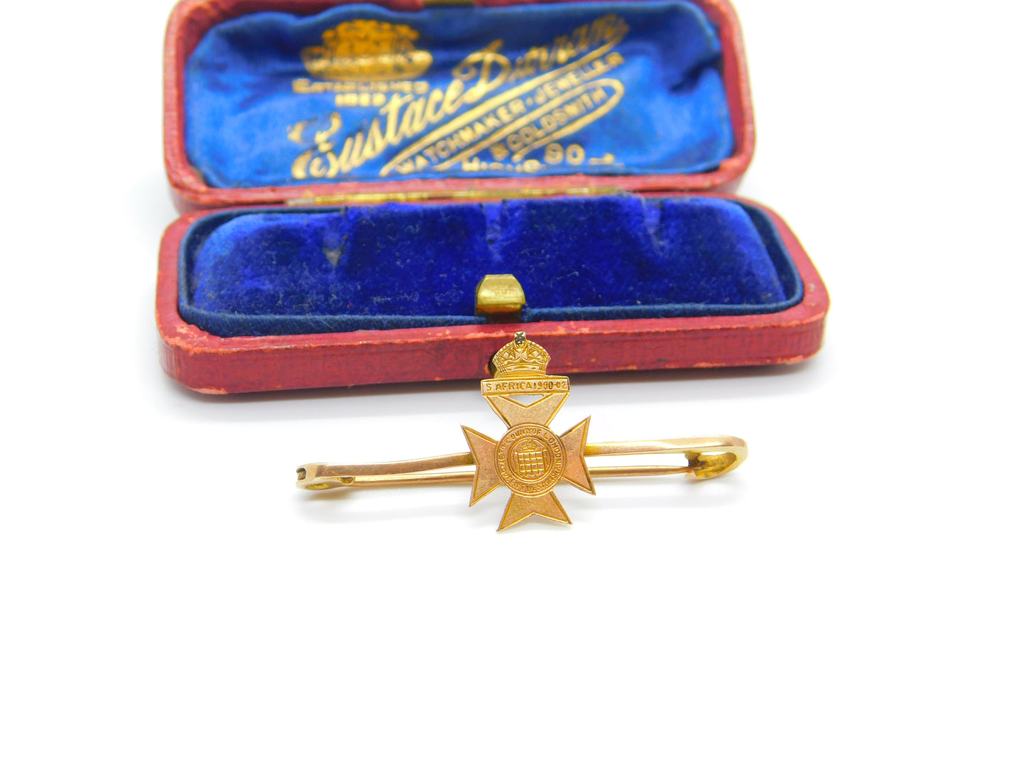 9ct Yellow Gold 2nd Boer War Sweetheart Bar Brooch Antique 1902 Edwardian