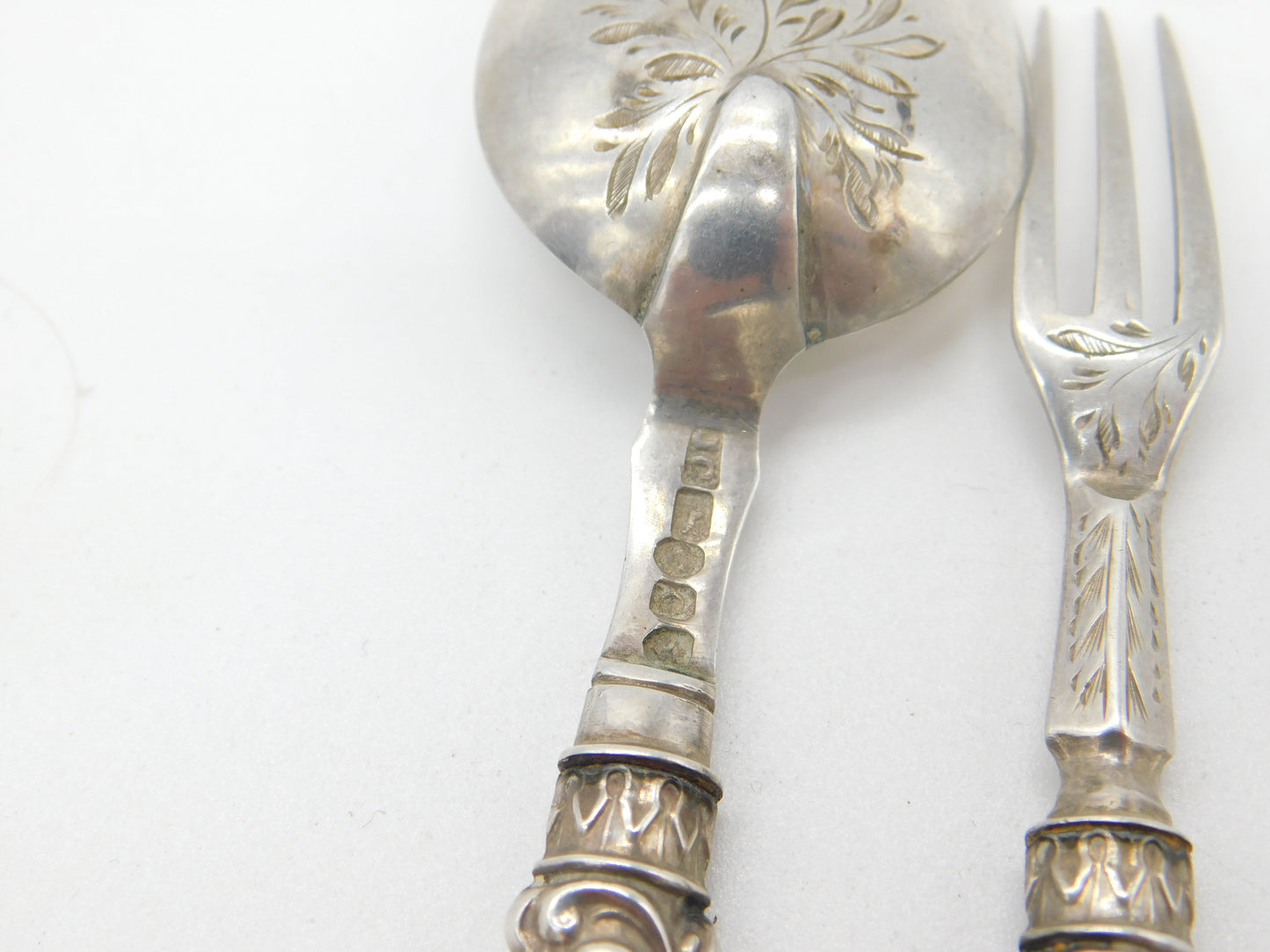 Victorian Sterling Silver Christening Spoon & Fork Antique 1851 Birmingham