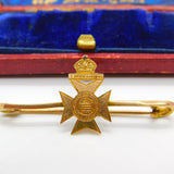 9ct Yellow Gold 2nd Boer War Sweetheart Bar Brooch Antique 1902 Edwardian