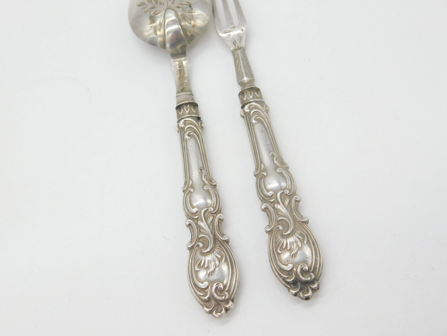 Victorian Sterling Silver Christening Spoon & Fork Antique 1851 Birmingham