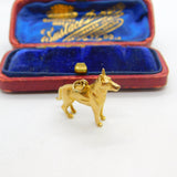 9ct Yellow Gold German Shepard Dog Charm Pendant 1986 Birmingham Vintage