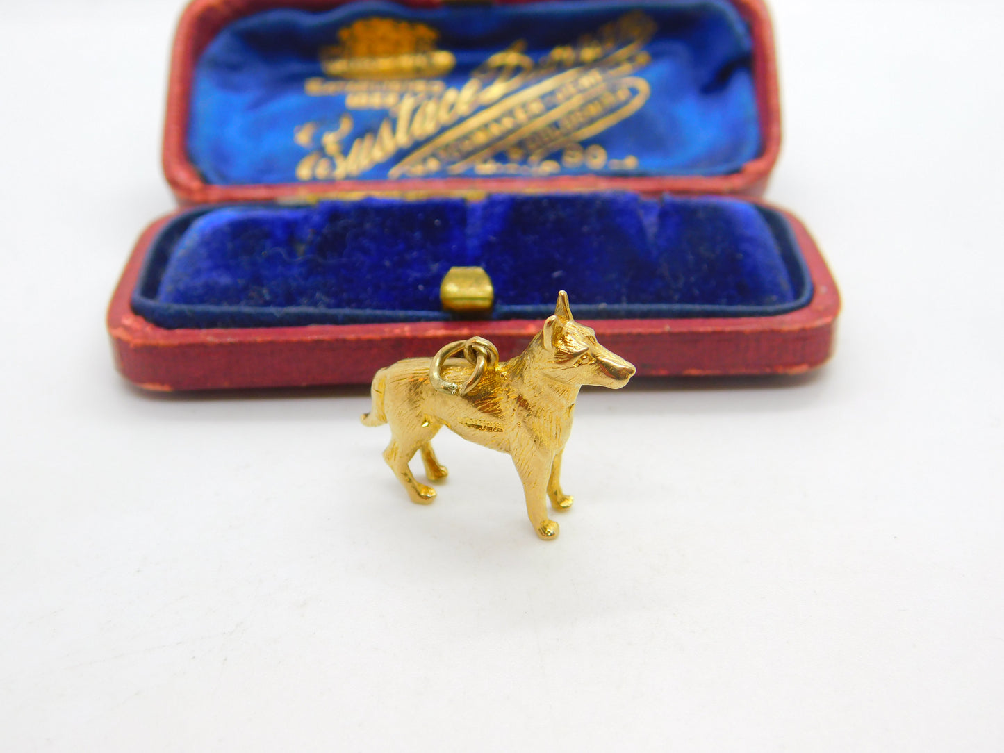 9ct Yellow Gold German Shepard Dog Charm Pendant 1986 Birmingham Vintage