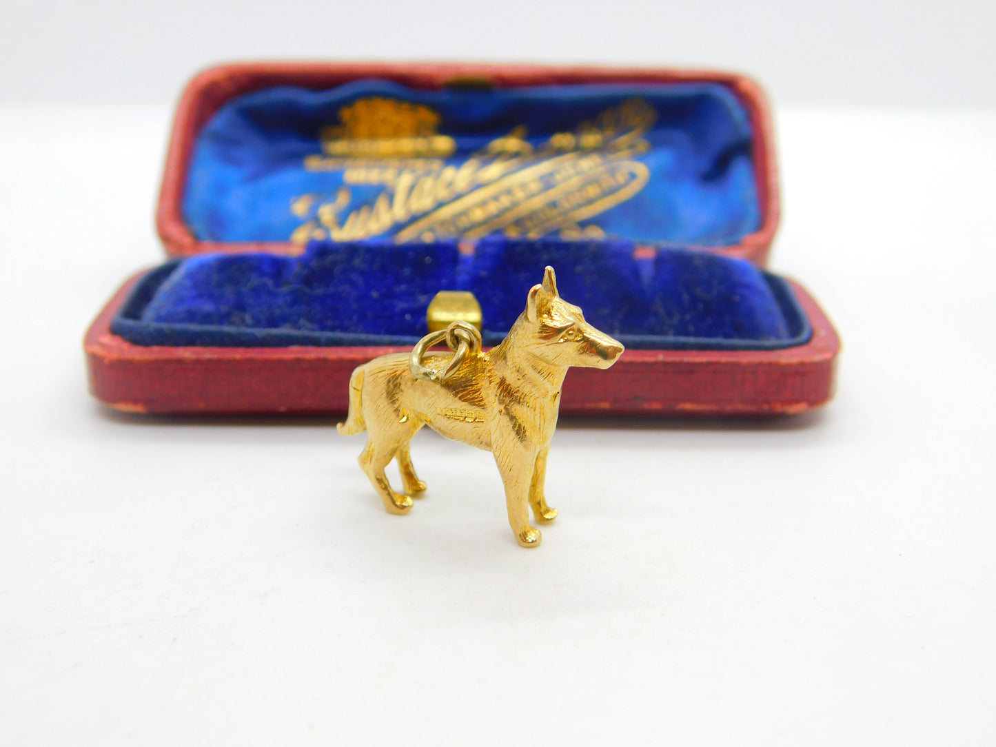 9ct Yellow Gold German Shepard Dog Charm Pendant 1986 Birmingham Vintage