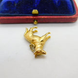 9ct Yellow Gold German Shepard Dog Charm Pendant 1986 Birmingham Vintage