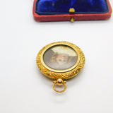 Victorian Pinchbeck Gold Watercolour Double Sweetheart Locket Antique c1890