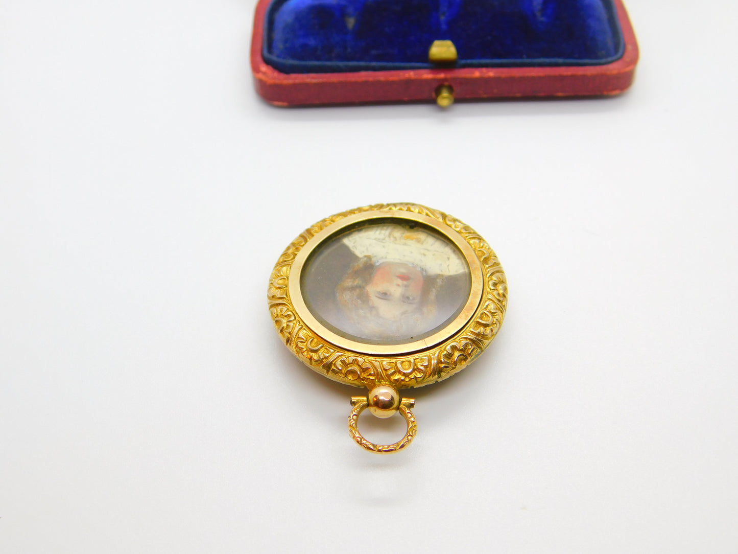 Victorian Pinchbeck Gold Watercolour Double Sweetheart Locket Antique c1890