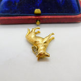 9ct Yellow Gold German Shepard Dog Charm Pendant 1986 Birmingham Vintage