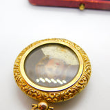 Victorian Pinchbeck Gold Watercolour Double Sweetheart Locket Antique c1890
