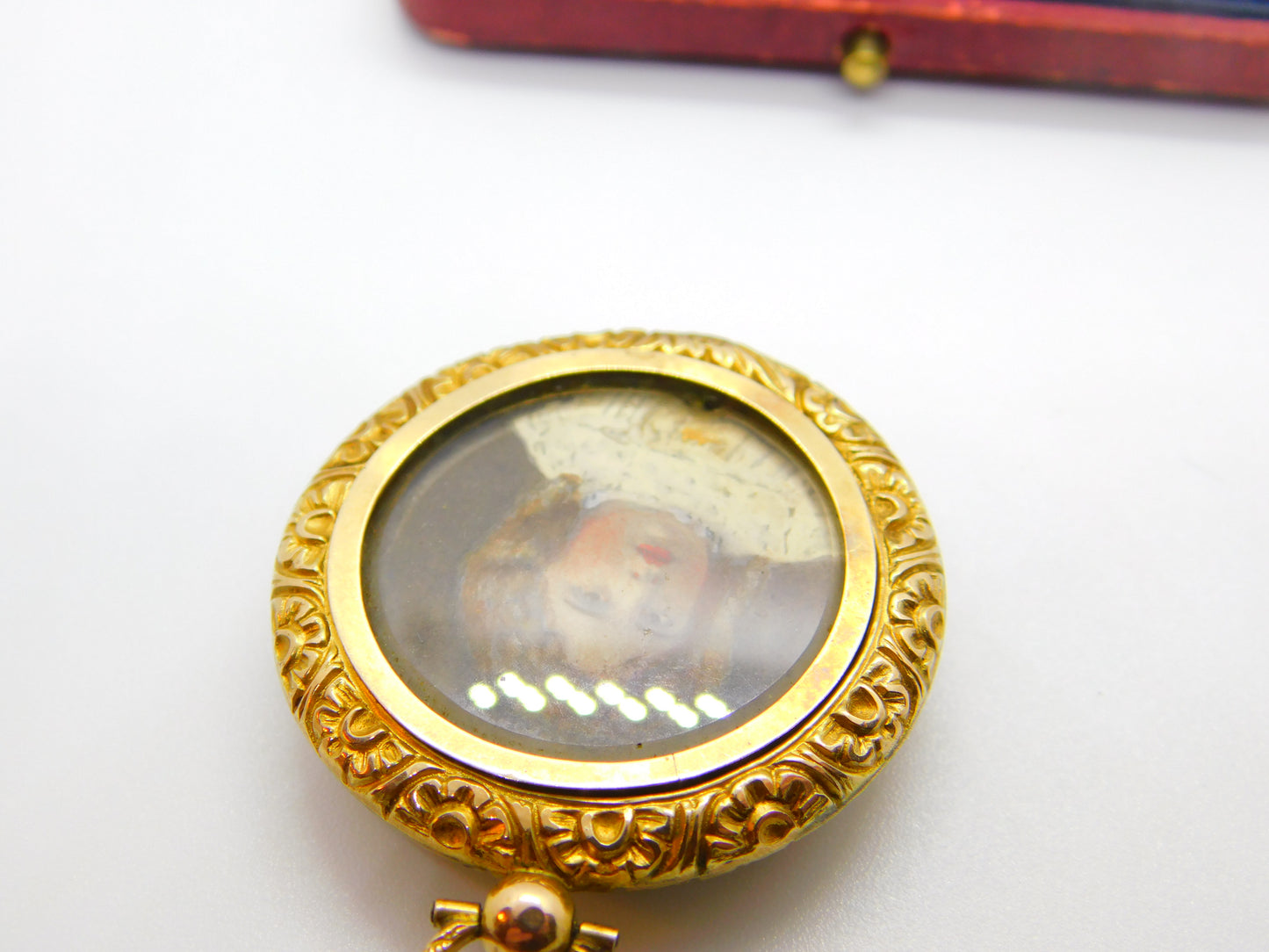 Victorian Pinchbeck Gold Watercolour Double Sweetheart Locket Antique c1890