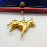 9ct Yellow Gold German Shepard Dog Charm Pendant 1986 Birmingham Vintage