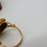 9ct Yellow Gold Cabochon Moss Agate Signet Ring 1971 London Vintage