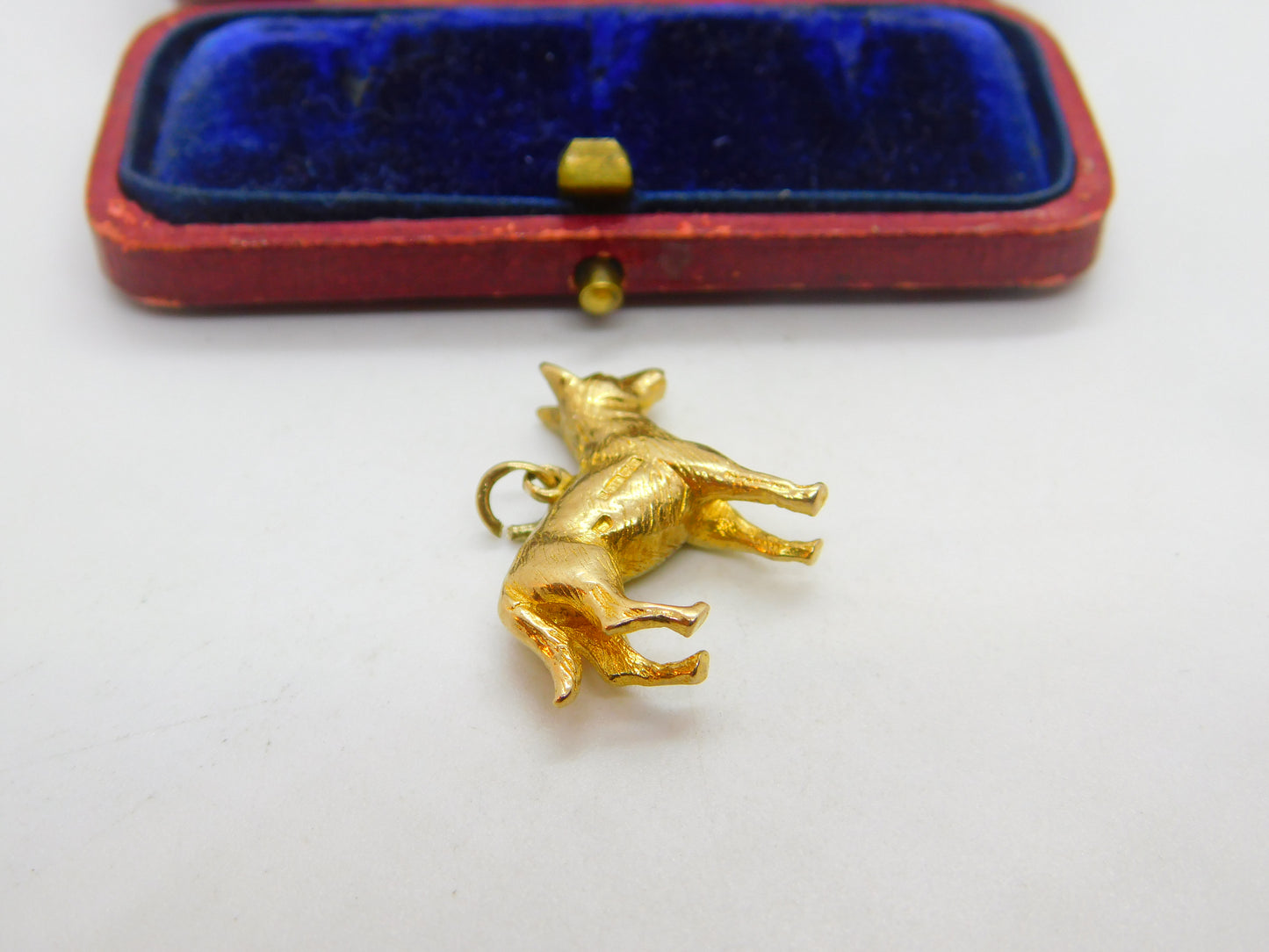 9ct Yellow Gold German Shepard Dog Charm Pendant 1986 Birmingham Vintage