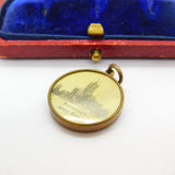 Rolled Gold 'Our Lady of Buckfast' Enamel Charm Pendant Antique c1920 Art Deco