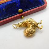 9ct Yellow Gold Proud Cockerel or Chicken Charm Pendant 1975 Birmingham Vintage