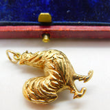 9ct Yellow Gold Proud Cockerel or Chicken Charm Pendant 1975 Birmingham Vintage