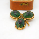 Victorian 9ct Gold Scarab Beetle Egyptian Shamrock Luck Brooch c1880 Antique