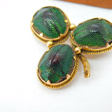 Victorian 9ct Gold Scarab Beetle Egyptian Shamrock Luck Brooch c1880 Antique