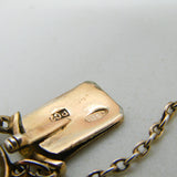 French 9ct Yellow Gold Cabochon Magnesite Panel Bracelet Vintage c1960