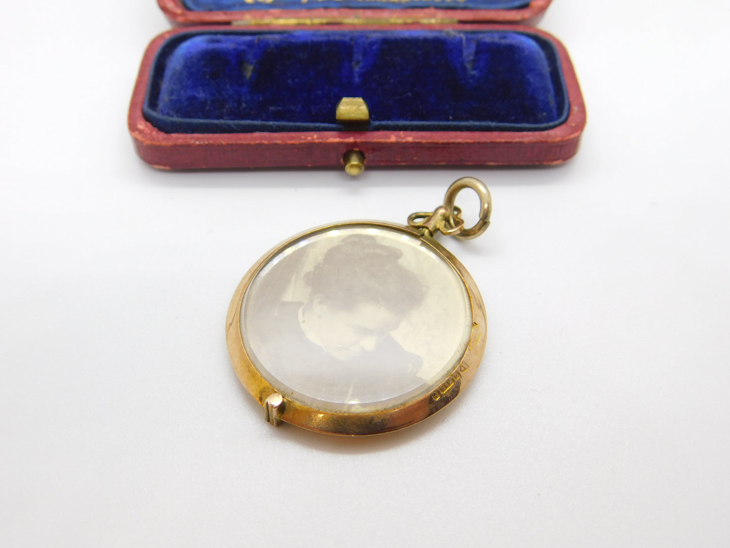 Edwardian 9ct Rose Gold Watercolour Double Locket Antique 1903 Chester